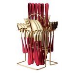 Casa si Gradina - Bucatarie si vesela - Vesela si tacamuri - Tacamuri si seturi - Set tacamuri 24 piese, auriu/rosu - Infinity.ro