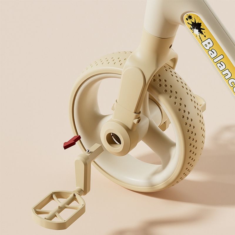 Sport si Outdoor - Ciclism - Biciclete pentru copii - Bicicleta cu roti ajutatoare 2-4 ani, Crem, 10 inch, 2 in 1 Transformabila in bicicleta fara pedale, Lanterna far led - Infinity.ro