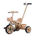 Jucarii, Copii si Bebe - Jucarii si jocuri - Jucarii de exterior - Triciclete - Tricicleta copii 2-5 ani cu maner parental detasabil, Crem, Suport picioare, Pahar si doua cosuri pentru jucarii - Infinity.ro