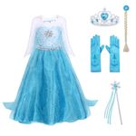 Jucarii, Copii si Bebe - Jucarii si jocuri - Jucarii de rol - Masti si costume copii - Costum Elsa Regina Zapezii KidMania® cu accesorii pentru fete 7-9 ani 140 cm - Infinity.ro