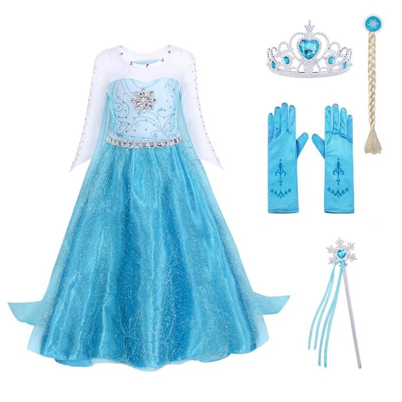 Jucarii, Copii si Bebe - Jucarii si jocuri - Jucarii de rol - Masti si costume copii - Costum Elsa Regina Zapezii KidMania® cu accesorii pentru fete 7-9 ani 140 cm - Infinity.ro