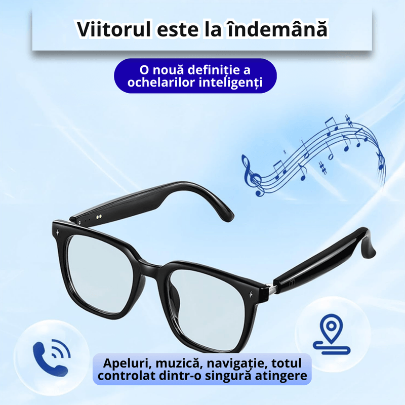 Laptop, Telefoane si Tablete - Wearables si gadgeturi - Gadgeturi - Accesorii SMART - Ochelari inteligenti Bluetooth, audio HD cu boxe si microfon incorporat, autonomie 8h, Bluetooth 5.4 - Infinity.ro