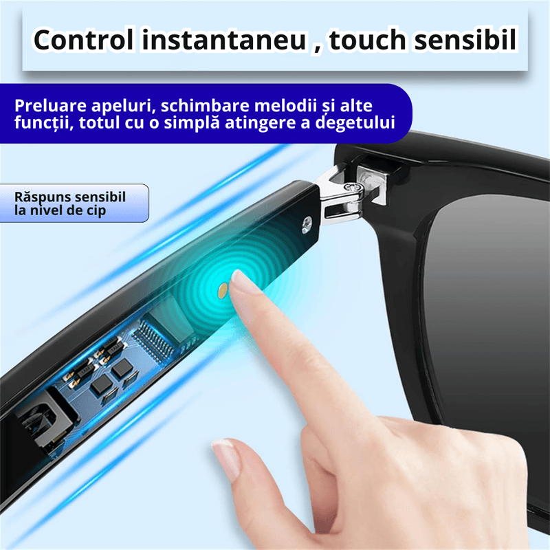 Laptop, Telefoane si Tablete - Wearables si gadgeturi - Gadgeturi - Accesorii SMART - Ochelari inteligenti Bluetooth, audio HD cu boxe si microfon incorporat, autonomie 8h, Bluetooth 5.4 - Infinity.ro
