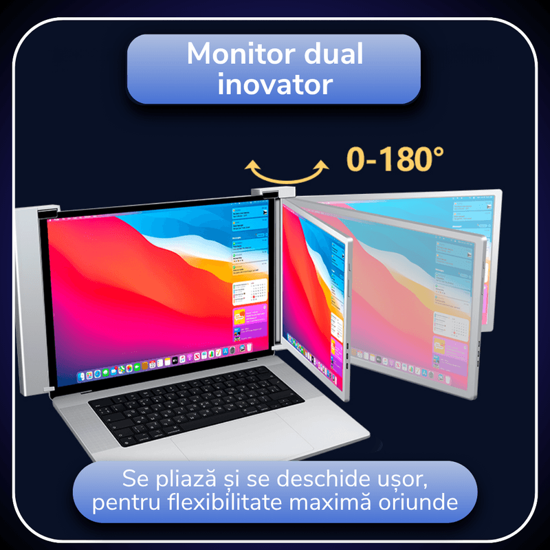 PC, gaming si accesorii - Desktop PC & monitoare - Monitoare - Monitor portabil extensibil 14" , conectare USB-C/HDMI, Plug & Play, compatibil Windows/macOS, Argintiu, A ATAB - Infinity.ro