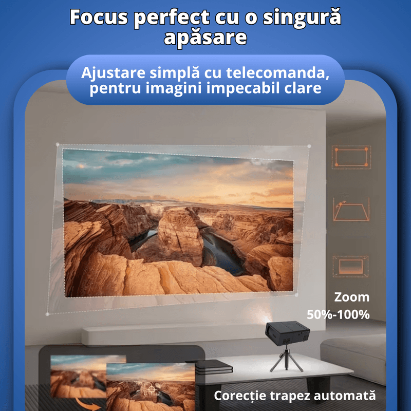 TV, Audio-Video si Foto - Videoproiectoare si accesorii - Videoproiectoare - Videoproiector portabil, 100 lumeni, rezolutie Full HD, diagonala 60 inch, conexiuni HDMI/USB/AV - Infinity.ro