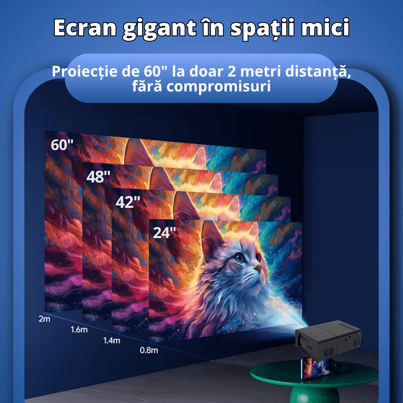 TV, Audio-Video si Foto - Videoproiectoare si accesorii - Videoproiectoare - Videoproiector portabil, 100 lumeni, rezolutie Full HD, diagonala 60 inch, conexiuni HDMI/USB/AV - Infinity.ro