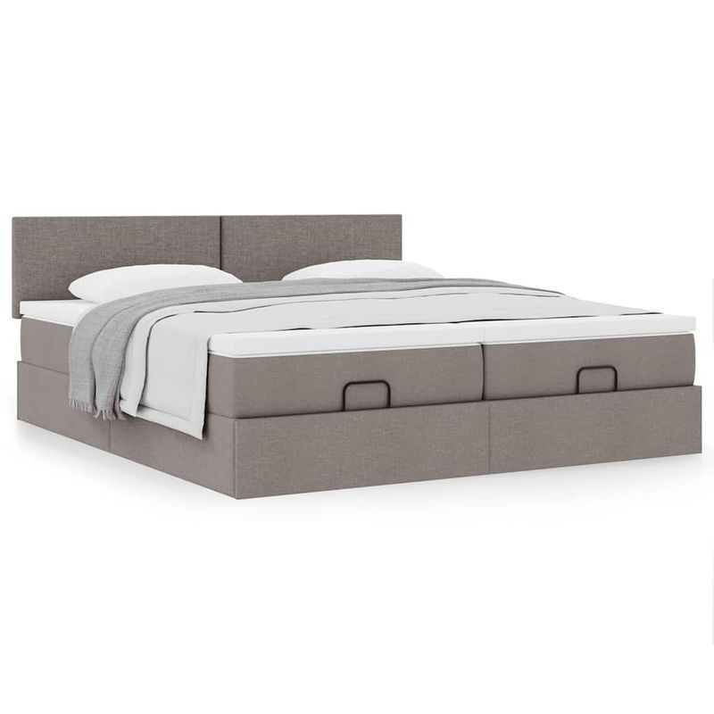 Casa si Gradina - Mobilier - Paturi si accesorii - Paturi - Cadru de pat otoman cu saltele Taupe 160x200cm Material - Infinity.ro