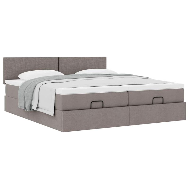 Casa si Gradina - Mobilier - Paturi si accesorii - Paturi - Cadru de pat otoman cu saltele Taupe 160x200cm Material - Infinity.ro