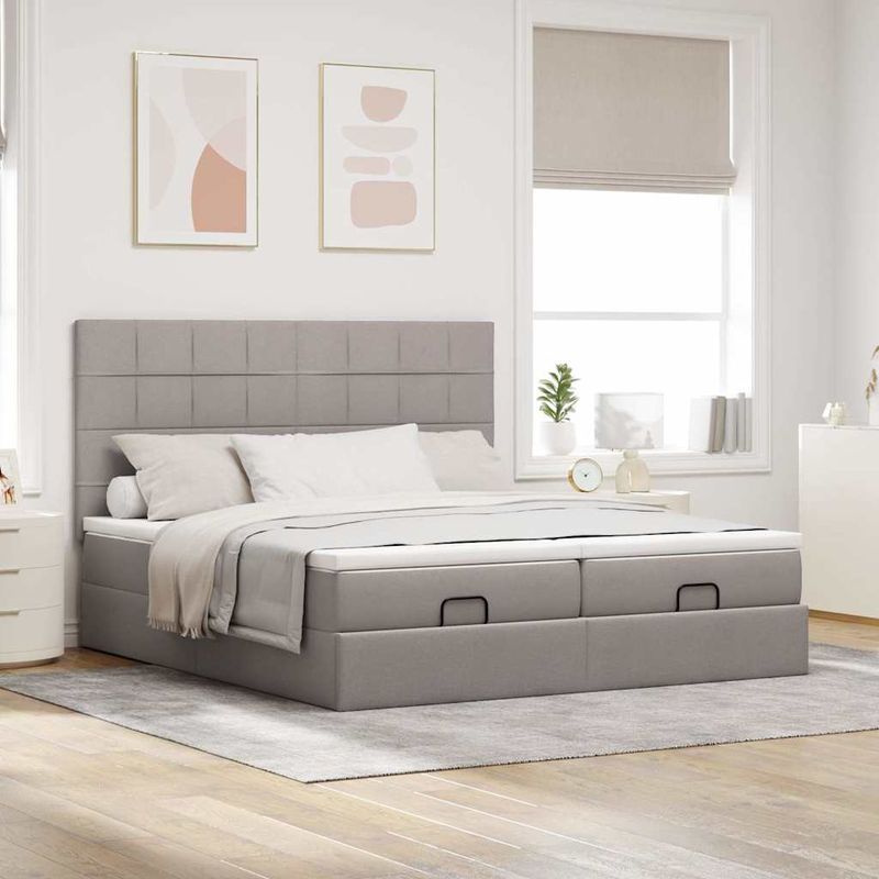 Casa si Gradina - Mobilier - Paturi si accesorii - Paturi - Cadru de pat otoman cu saltele Taupe 160x200cm Material - Infinity.ro
