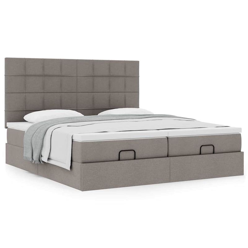 Casa si Gradina - Mobilier - Paturi si accesorii - Paturi - Cadru de pat otoman cu saltele Taupe 160x200cm Material - Infinity.ro