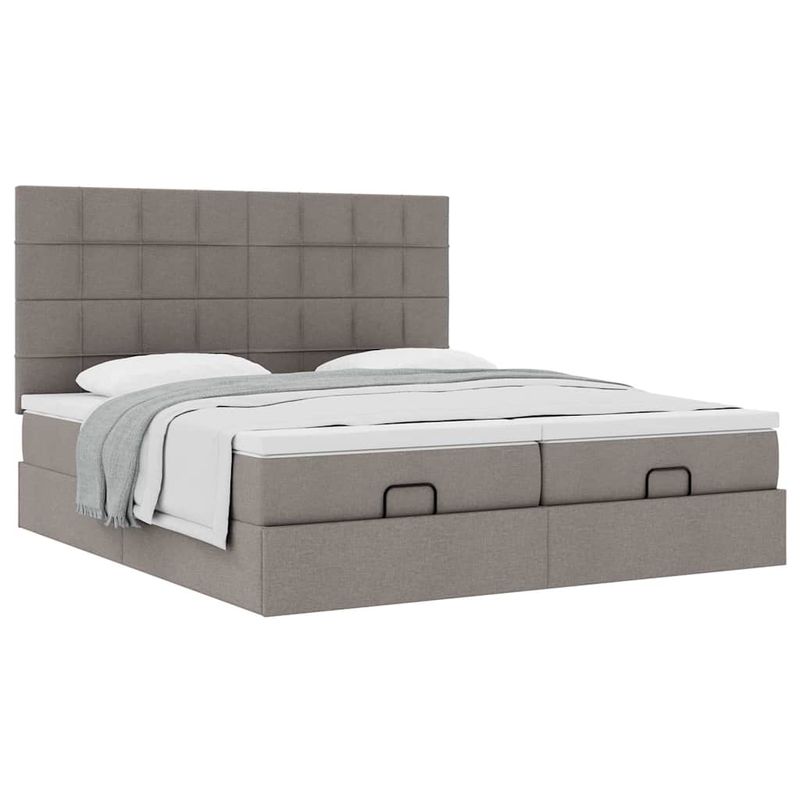 Casa si Gradina - Mobilier - Paturi si accesorii - Paturi - Cadru de pat otoman cu saltele Taupe 160x200cm Material - Infinity.ro