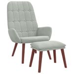 Casa si Gradina - Mobilier - Scaune si fotolii - Fotolii - Fotoliu de relaxare cu taburet, gri deschis, catifea - Infinity.ro