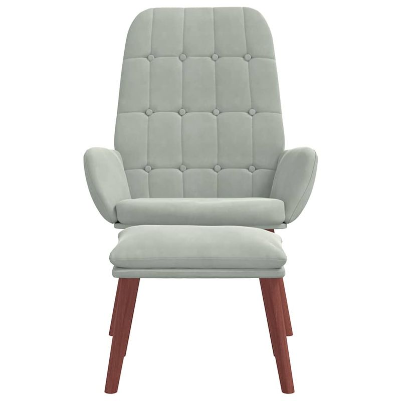 Casa si Gradina - Mobilier - Scaune si fotolii - Fotolii - Fotoliu de relaxare cu taburet, gri deschis, catifea - Infinity.ro
