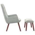 Casa si Gradina - Mobilier - Scaune si fotolii - Fotolii - Fotoliu de relaxare cu taburet, gri deschis, catifea - Infinity.ro