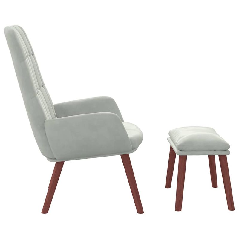 Casa si Gradina - Mobilier - Scaune si fotolii - Fotolii - Fotoliu de relaxare cu taburet, gri deschis, catifea - Infinity.ro
