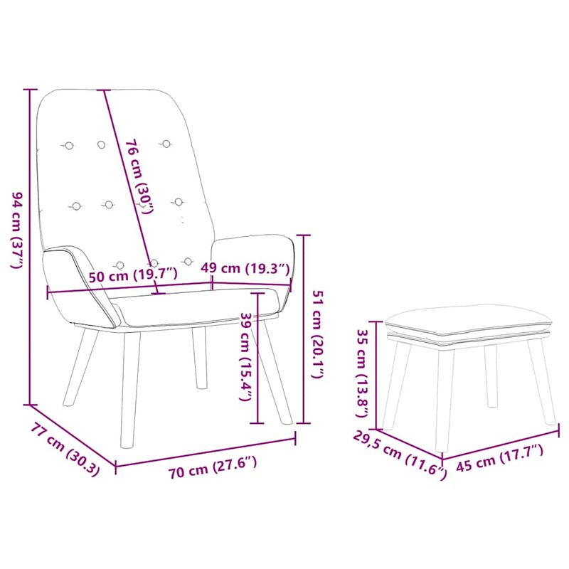 Casa si Gradina - Mobilier - Scaune si fotolii - Fotolii - Fotoliu de relaxare cu taburet, gri inchis, catifea - Infinity.ro