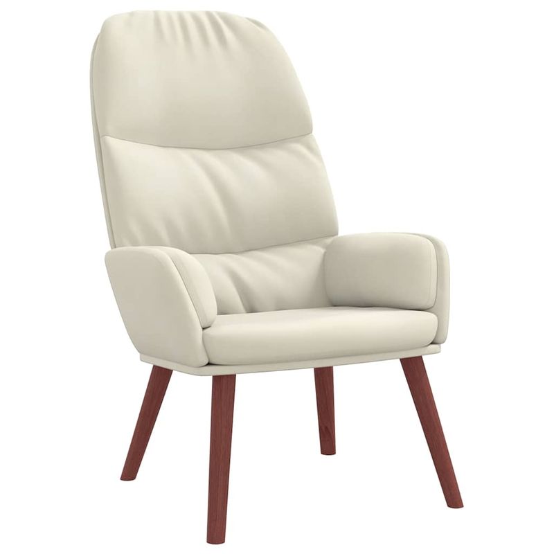 Casa si Gradina - Mobilier - Scaune si fotolii - Fotolii - Fotoliu de relaxare cu taburet, alb crem, catifea - Infinity.ro