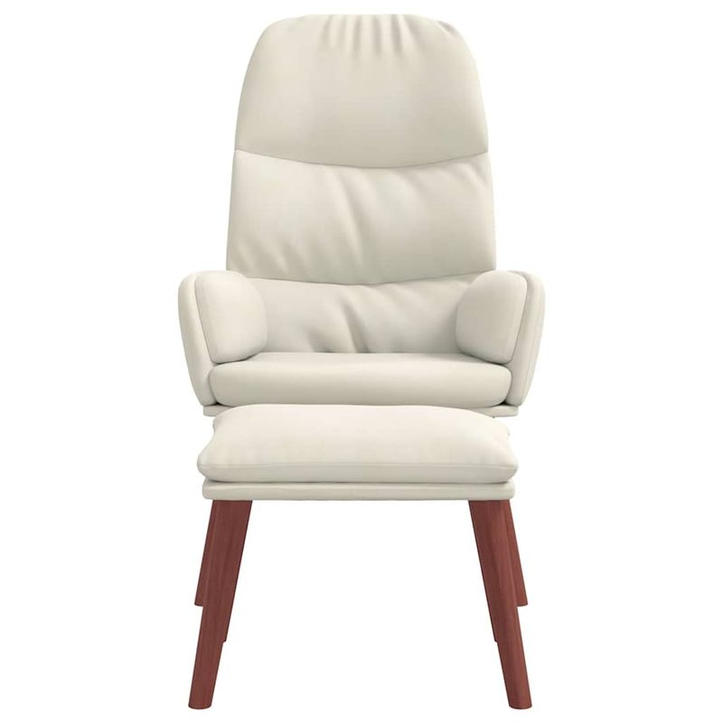 Casa si Gradina - Mobilier - Scaune si fotolii - Fotolii - Fotoliu de relaxare cu taburet, alb crem, catifea - Infinity.ro