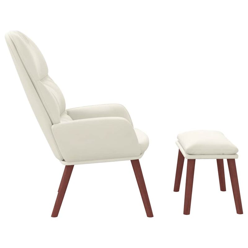 Casa si Gradina - Mobilier - Scaune si fotolii - Fotolii - Fotoliu de relaxare cu taburet, alb crem, catifea - Infinity.ro