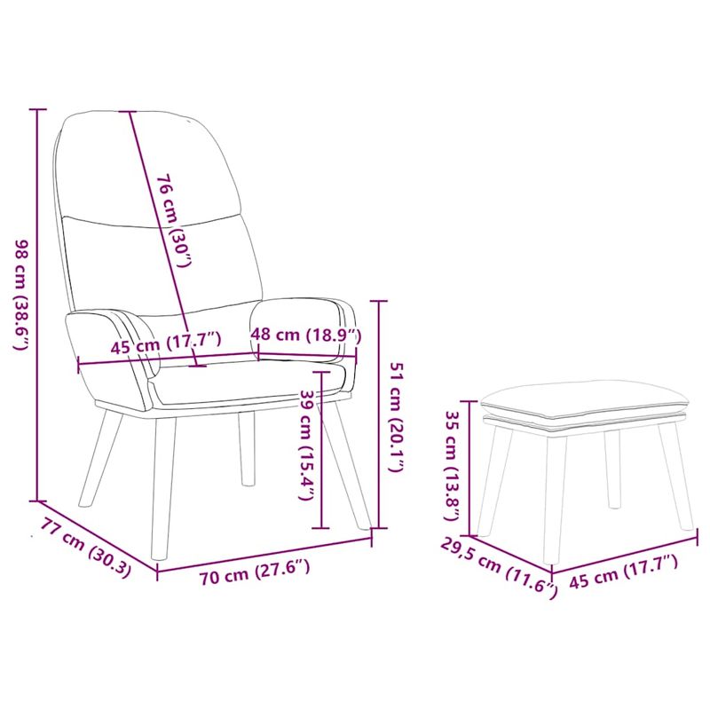 Casa si Gradina - Mobilier - Scaune si fotolii - Fotolii - Fotoliu de relaxare cu taburet, alb crem, catifea - Infinity.ro