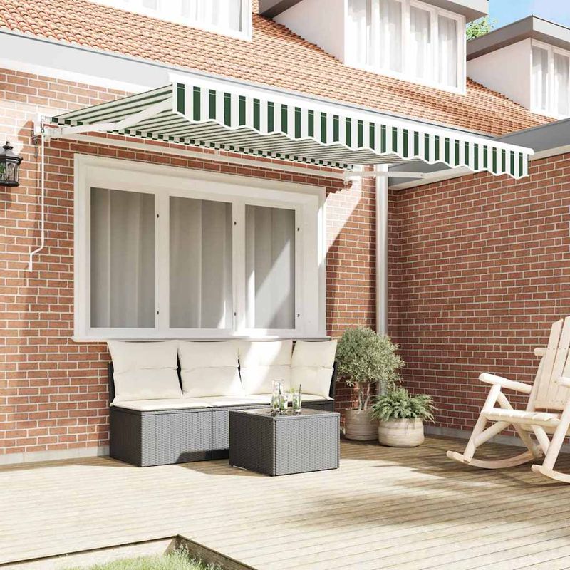 Casa si Gradina - Gradina si terasa - Umbrele si pavilioane - Pavilioane - Cortina Retractabila Verde si alb 250x200 cm tesatura - Infinity.ro