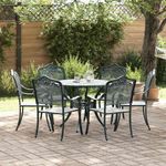 Casa si Gradina - Gradina si terasa - Mobilier exterior - Scaune si sezlonguri gradina - Set de masa pentru gradina 7 pcs Verde 90 x 90 x 75 cm - Infinity.ro