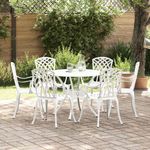 Casa si Gradina - Gradina si terasa - Mobilier exterior - Scaune si sezlonguri gradina - Set de masa pentru gradina 7 pcs Alb 90 x 90 x 75 cm - Infinity.ro