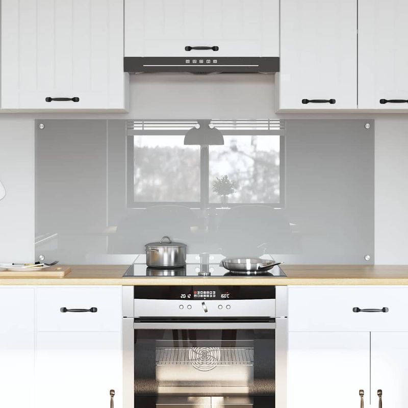 Casa si Gradina - Sanitare - Chiuveta bucatarie si accesorii - Accesorii chiuvete - Panou antistropi bucatarie 2 pcs Gri deschis 70 x 60 cm - Infinity.ro