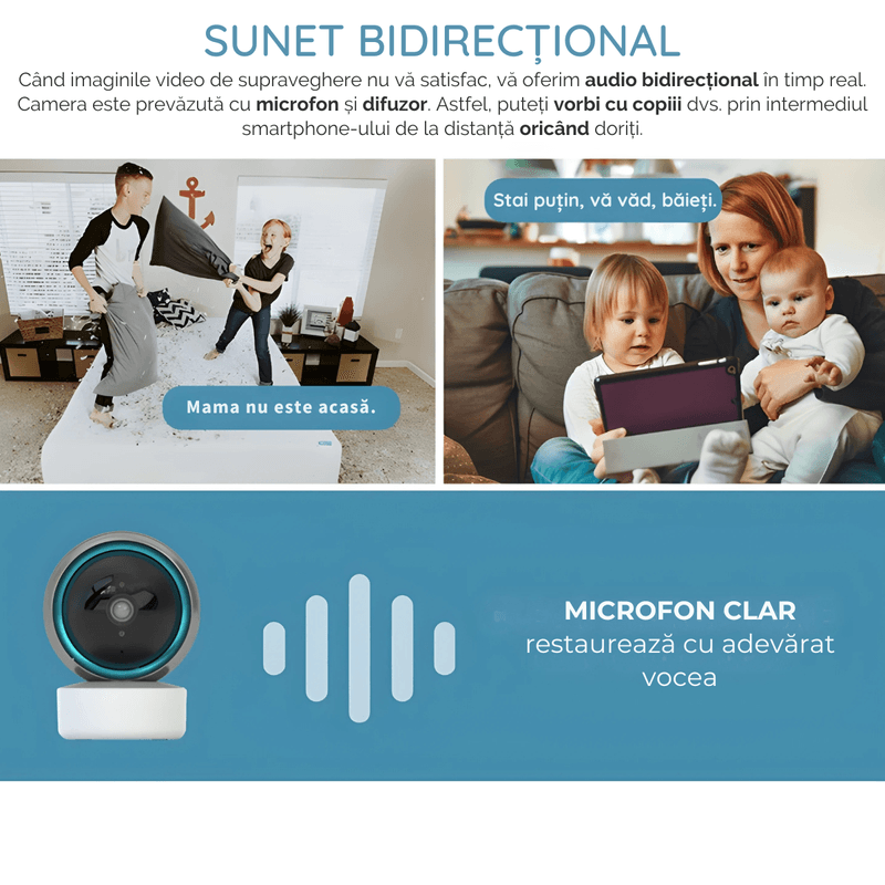 Casa si Gradina - Electrice - Smart Home - Camere de supraveghere - Camera Supraveghere WiFi 355° Rotativa, FullHD 1080P, Detectare Miscare, Audio Bidirectional, Vedere Nocturna - Infinity.ro