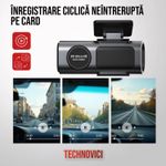 Auto si Moto - Electronice auto - Camere auto si DVR - Camera Auto DVR TECHNOVICI T200 4K Ultra HD WiFi, Dual Lens, Monitorizare Parcare 24H, G-Sensor, WDR, Detectie Miscare - Infinity.ro