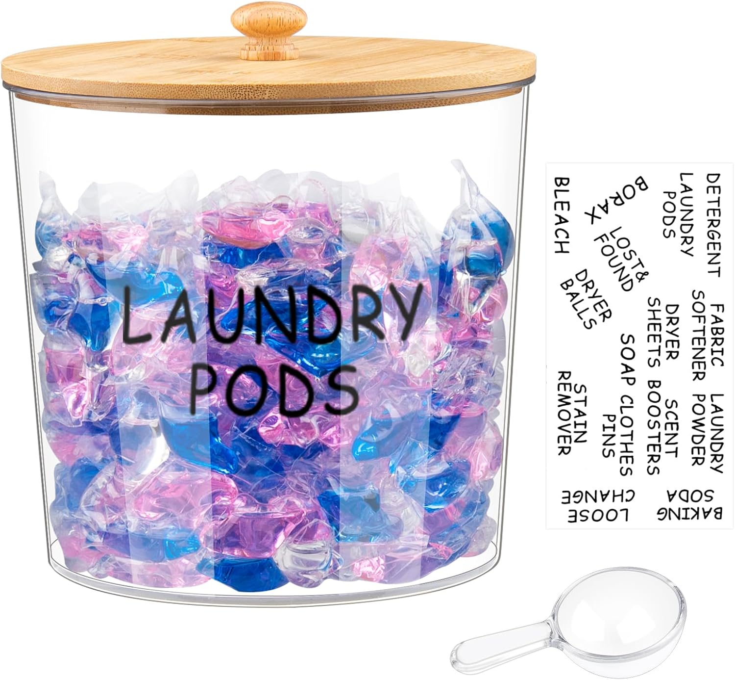 Set 2 recipiente pentru depozitare detergent rufe, capsule, accesorii, transparente, acrilice, 2.65L