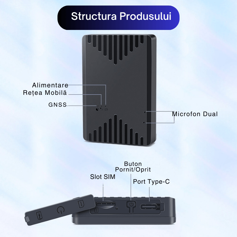 Auto si Moto - Electronice auto - Navigatii GPS - GPS 4G ML300G Mini, Microfon Live, Localizare in Timp Real, Magnet Puternic, Baterie 2500mAh, IP67, Alerta Zona/Viteza - Infinity.ro