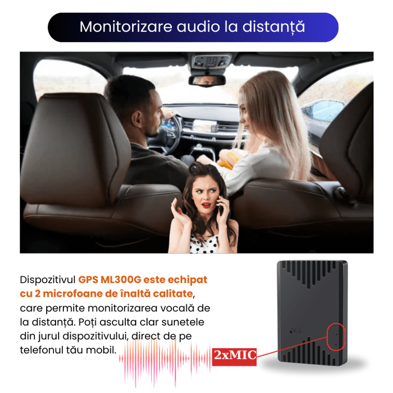 Auto si Moto - Electronice auto - Navigatii GPS - GPS 4G ML300G Mini, Microfon Live, Localizare in Timp Real, Magnet Puternic, Baterie 2500mAh, IP67, Alerta Zona/Viteza - Infinity.ro