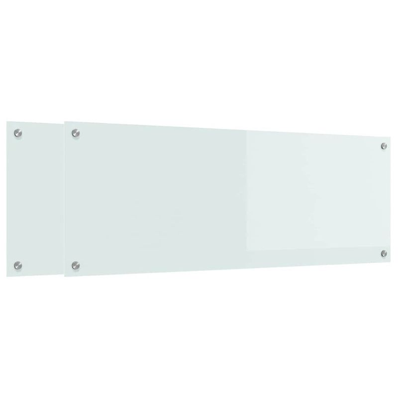 Casa si Gradina - Sanitare - Chiuveta bucatarie si accesorii - Accesorii chiuvete - Panou antistropi bucatarie 2 pcs Alb 110 x 40 cm sticla securizata - Infinity.ro