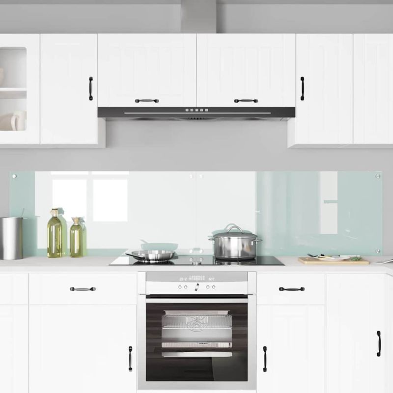 Casa si Gradina - Sanitare - Chiuveta bucatarie si accesorii - Accesorii chiuvete - Panou antistropi bucatarie 2 pcs Alb 110 x 50 cm sticla securizata - Infinity.ro