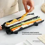 Casa si Gradina - Bucatarie si vesela - Ustensile bucatarie - Seturi ustensile de bucatarie - Set Sushi Rolls 2, EMESZON® Aparat manual de rulat Sushi cu rola bambus pentru pasionatii de bucataria Asiatica, verde - Infinity.ro