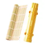 Casa si Gradina - Bucatarie si vesela - Ustensile bucatarie - Seturi ustensile de bucatarie - Set Sushi Rolls 2, EMESZON® Aparat manual de rulat Sushi cu rola bambus pentru pasionatii de bucataria Asiatica, galben - Infinity.ro