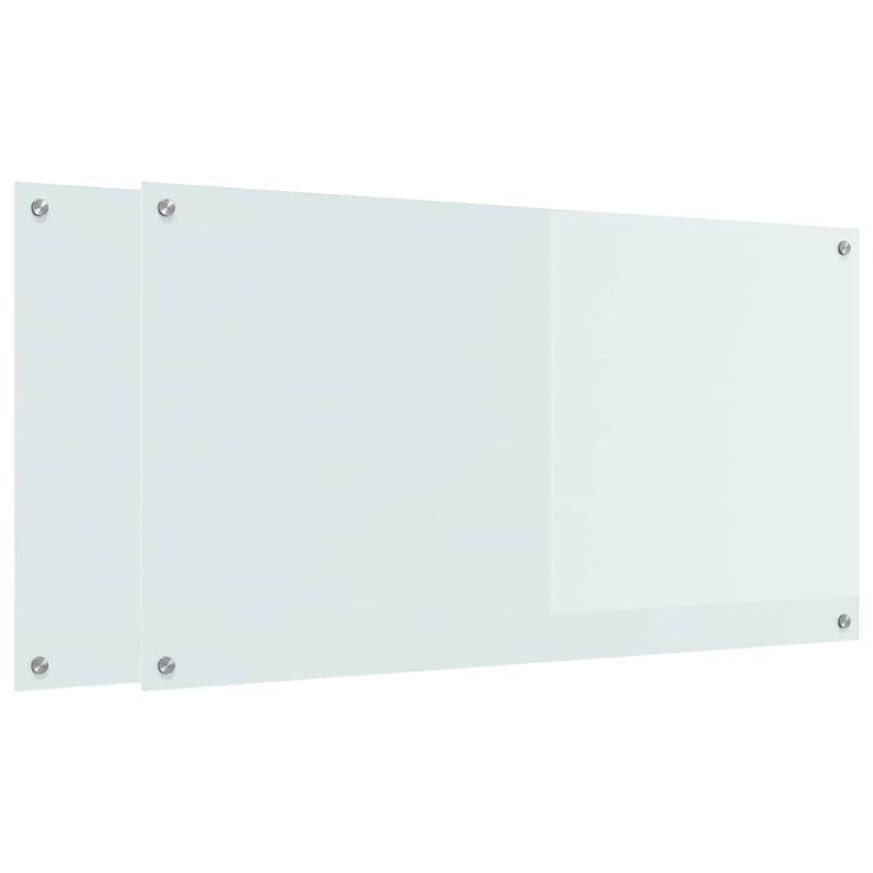 Casa si Gradina - Sanitare - Chiuveta bucatarie si accesorii - Accesorii chiuvete - Panou antistropi bucatarie 2 pcs Alb 110 x 60 cm sticla securizata - Infinity.ro