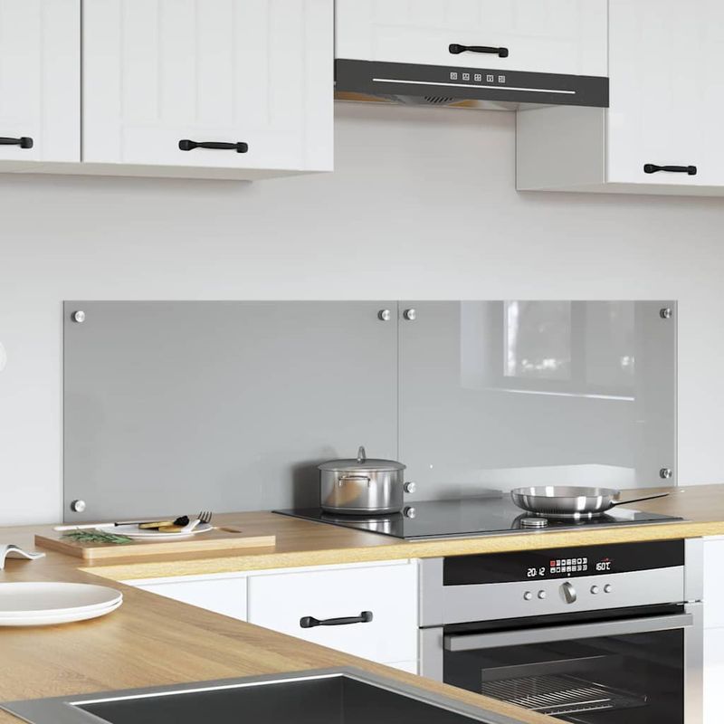 Casa si Gradina - Sanitare - Chiuveta bucatarie si accesorii - Accesorii chiuvete - Panou antistropi bucatarie 2 pcs Gri deschis 70 x 40 cm - Infinity.ro