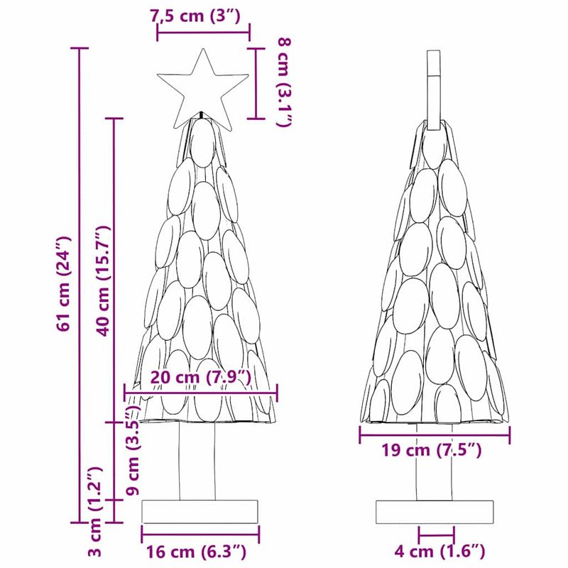 Casa si Gradina - Decoratiuni - Decoratiuni de sezon - Brad de Craciun cu suport Maro 60 cm Lemn masiv de tec - Infinity.ro