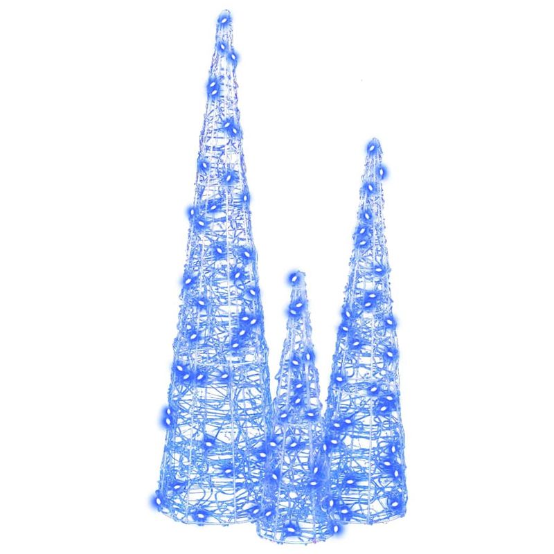 Casa si Gradina - Decoratiuni - Decoratiuni de sezon - Brad de Craciun cu 90 LED 3 pcs albastru 20 x 20 x 80 cm Acril - Infinity.ro