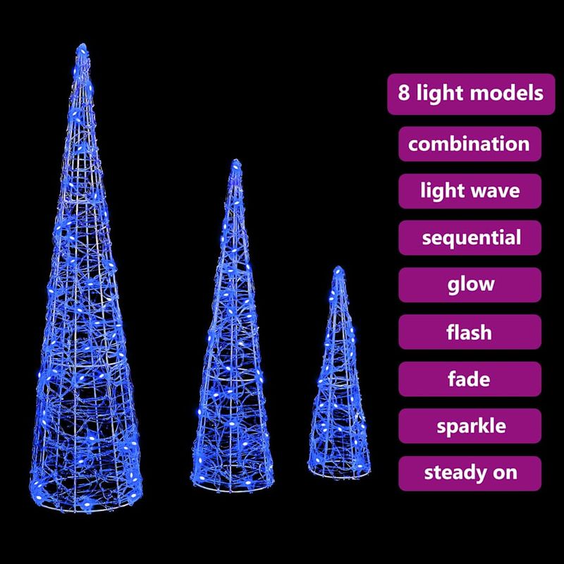 Casa si Gradina - Decoratiuni - Decoratiuni de sezon - Brad de Craciun cu 90 LED 3 pcs albastru 20 x 20 x 80 cm Acril - Infinity.ro