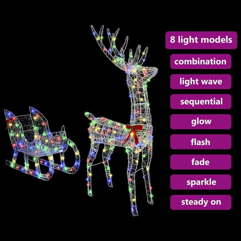 Casa si Gradina - Decoratiuni - Decoratiuni de sezon - Sanie cu ren colorat 70 x 26 x 128.5 cm Acril - Infinity.ro