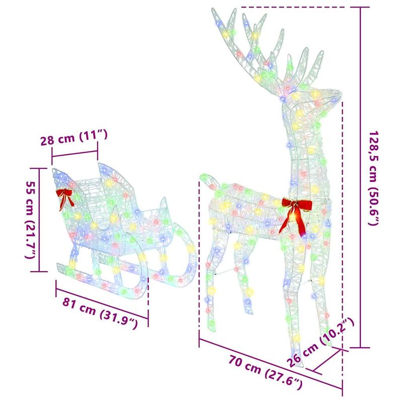 Casa si Gradina - Decoratiuni - Decoratiuni de sezon - Sanie cu ren colorat 70 x 26 x 128.5 cm Acril - Infinity.ro