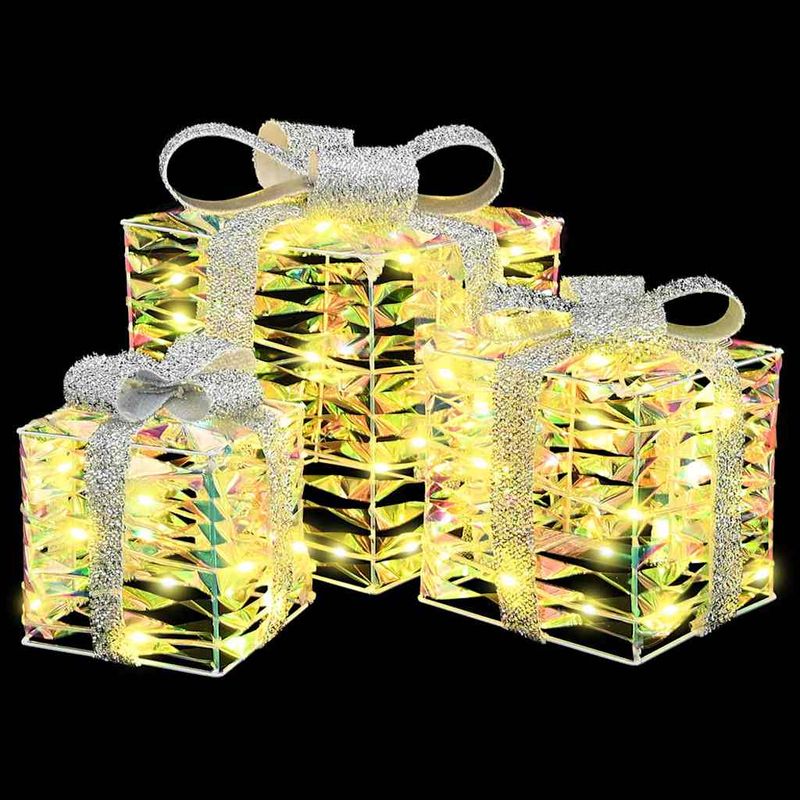 Casa si Gradina - Decoratiuni - Decoratiuni de sezon - Cutie cadou cu 60 LED 3 pcs Alb cald 20 x 20 x 20 cm PET - Infinity.ro
