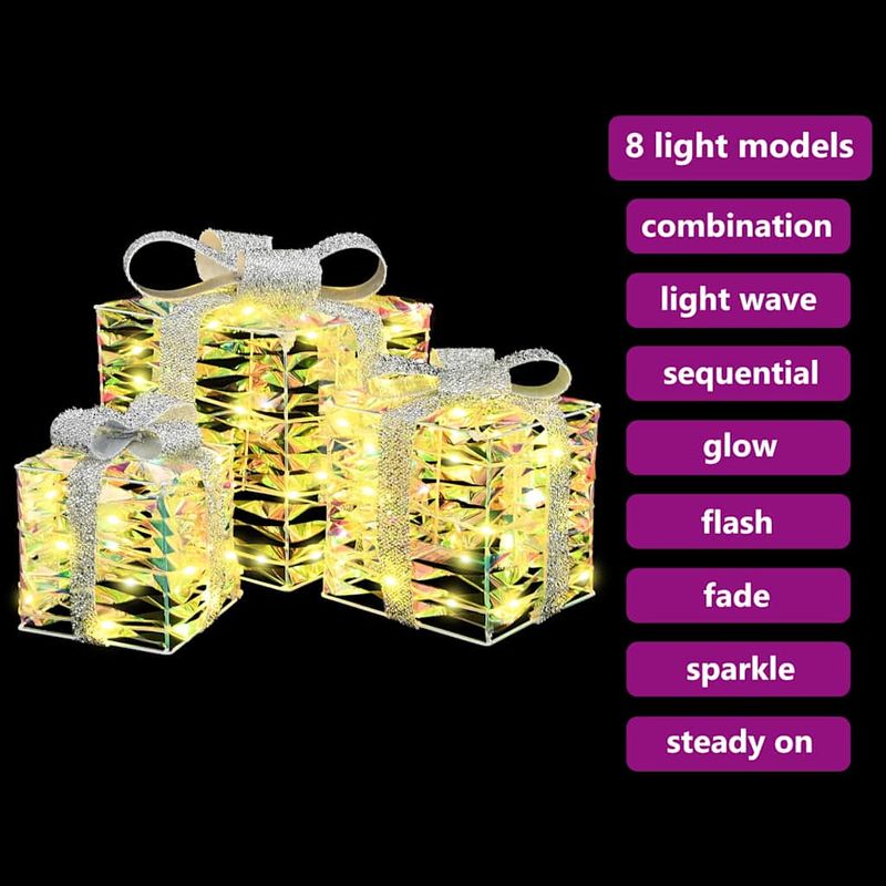 Casa si Gradina - Decoratiuni - Decoratiuni de sezon - Cutie cadou cu 60 LED 3 pcs Alb cald 20 x 20 x 20 cm PET - Infinity.ro