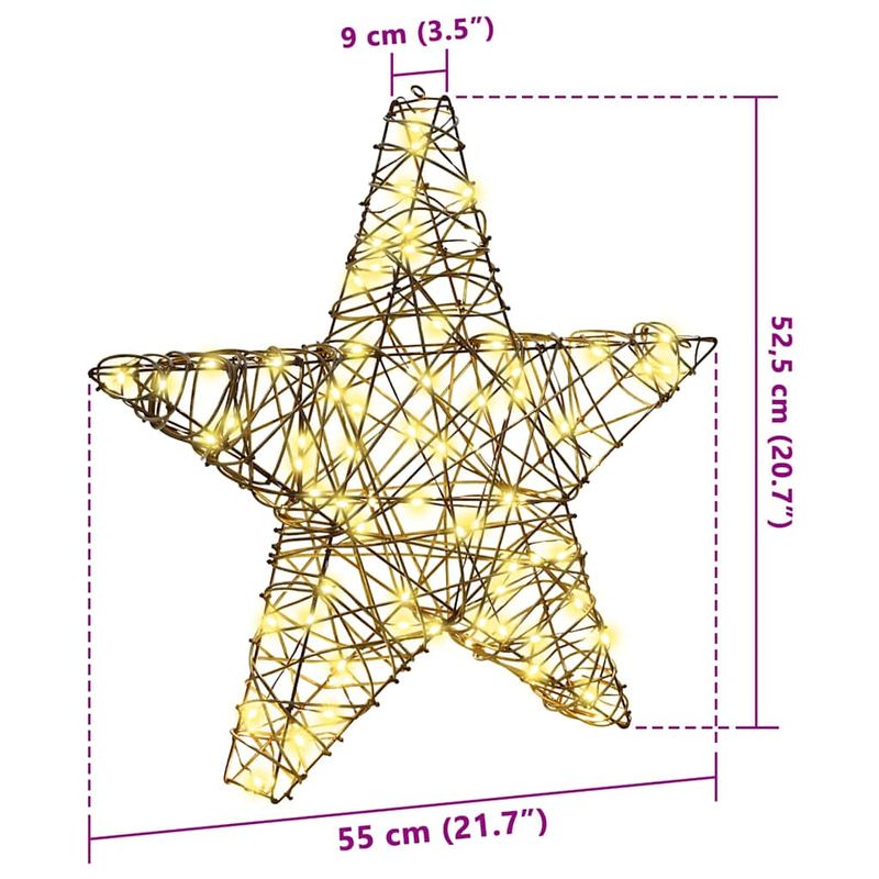 Casa si Gradina - Decoratiuni - Decoratiuni de sezon - Stea 3D cu 50 LED Alb cald 55 x 52.5 x 9 cm Ratan - Infinity.ro