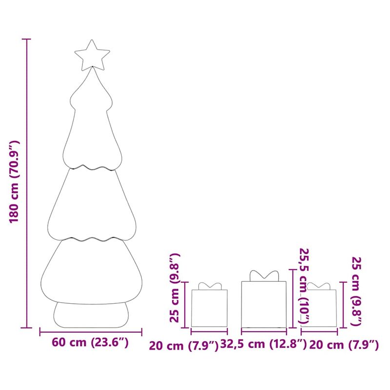 Casa si Gradina - Decoratiuni - Decoratiuni de sezon - Brad de Craciun iluminat cu 3 cutii de cadouri 2D alb cald - Infinity.ro