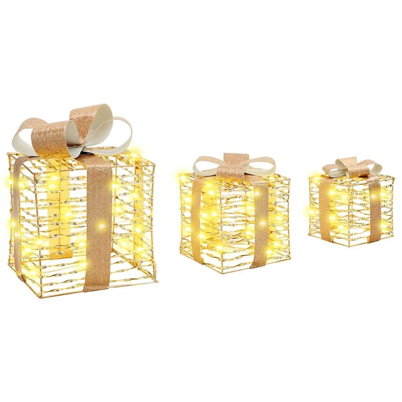 Casa si Gradina - Decoratiuni - Decoratiuni de sezon - Cutie cadou cu 60 LED 3 pcs Alb cald 20 x 20 x 20 cm PET - Infinity.ro