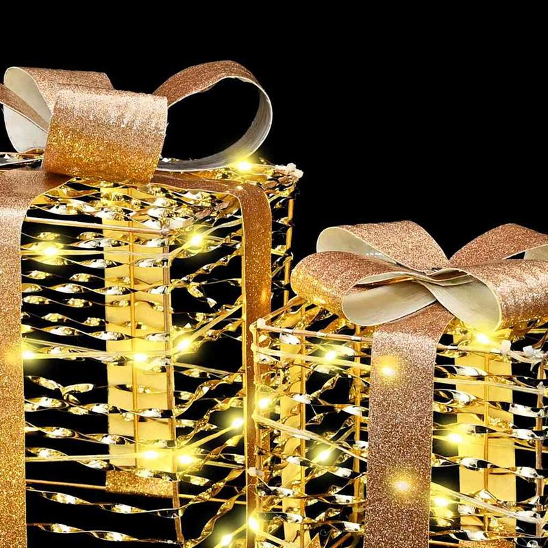 Casa si Gradina - Decoratiuni - Decoratiuni de sezon - Cutie cadou cu 60 LED 3 pcs Alb cald 20 x 20 x 20 cm PET - Infinity.ro